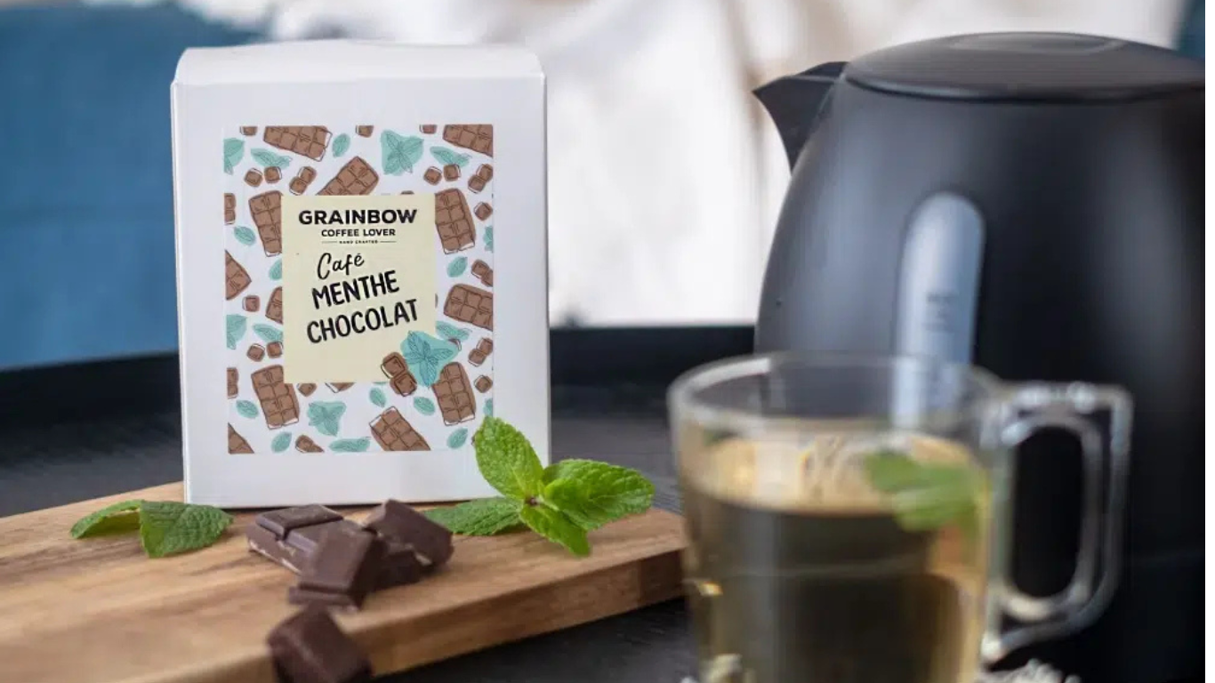 Café aromatisé en monofiltre goût Café Menthe Chocolat de Grainbow by Café Way Of Life