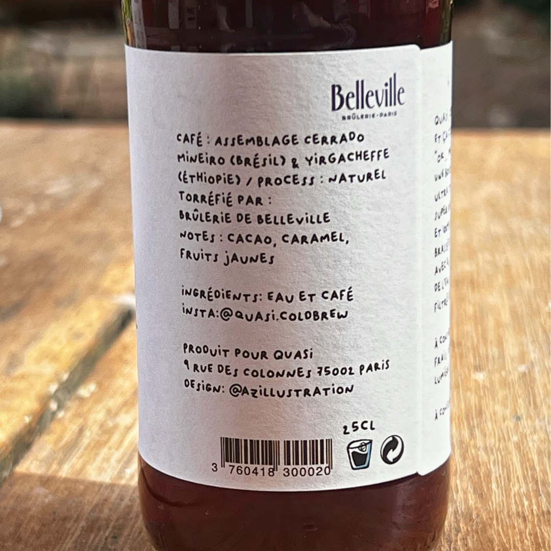 Photo de l'étiquette de la bouteille de cold brew