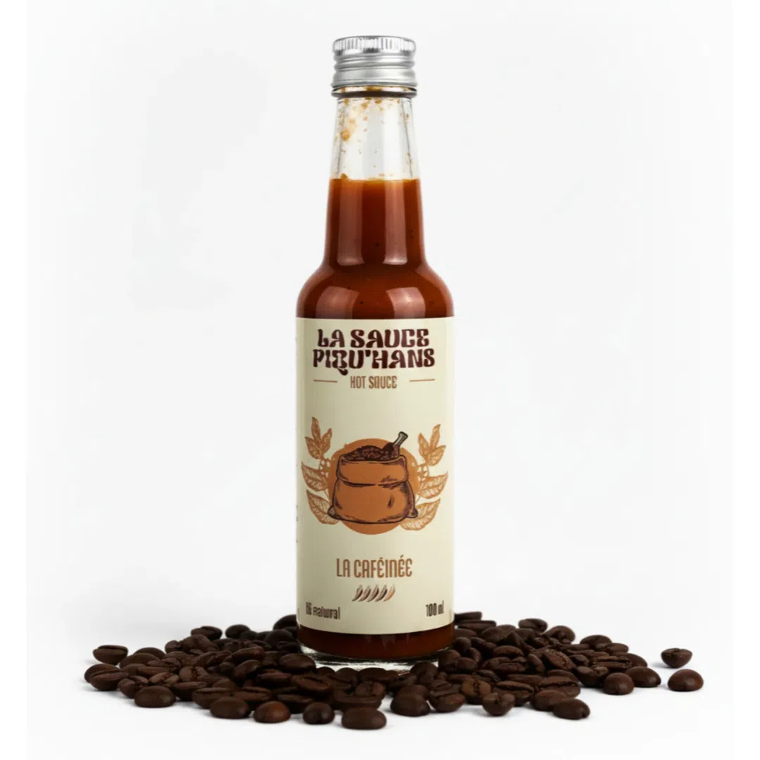 Sauce piquante en mode "portrait" avec des grains de café torréfiés