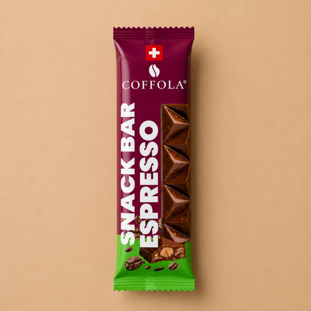 Photo d'une snack bar espresso amandes sur fond beige